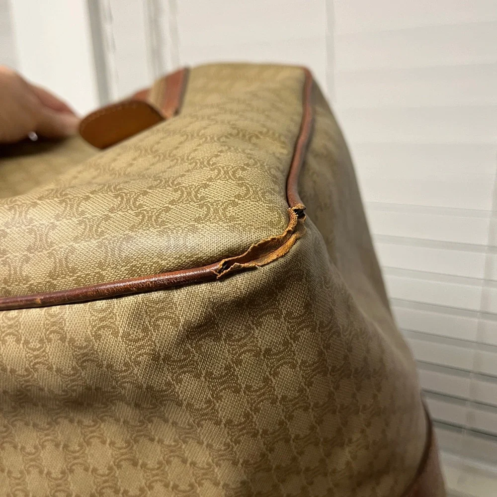 Celine Tan and Brown Duffel Bag, GUC, unisex bag, check pics for rubbed, 19x12”